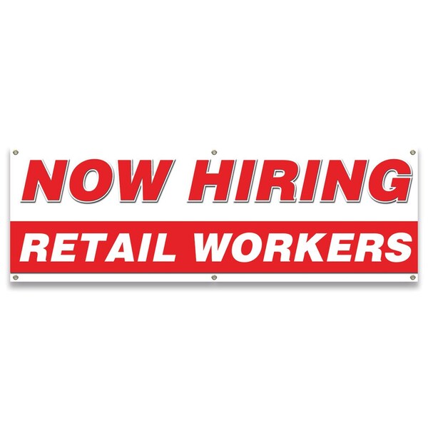 Signmission Now Hiring Retail Workers Banner Apply Inside Accepting Application Single Sided B-72-30297 - main